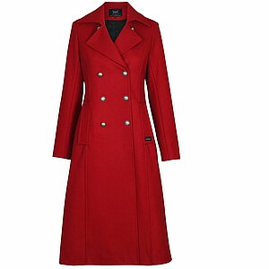 Manteau long rouge pour femme